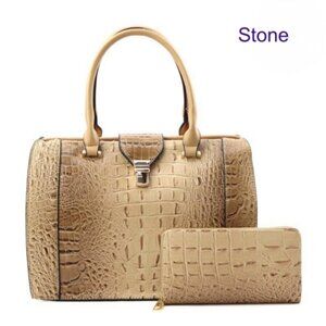 Doctor Bag style handbag with matching wallet.